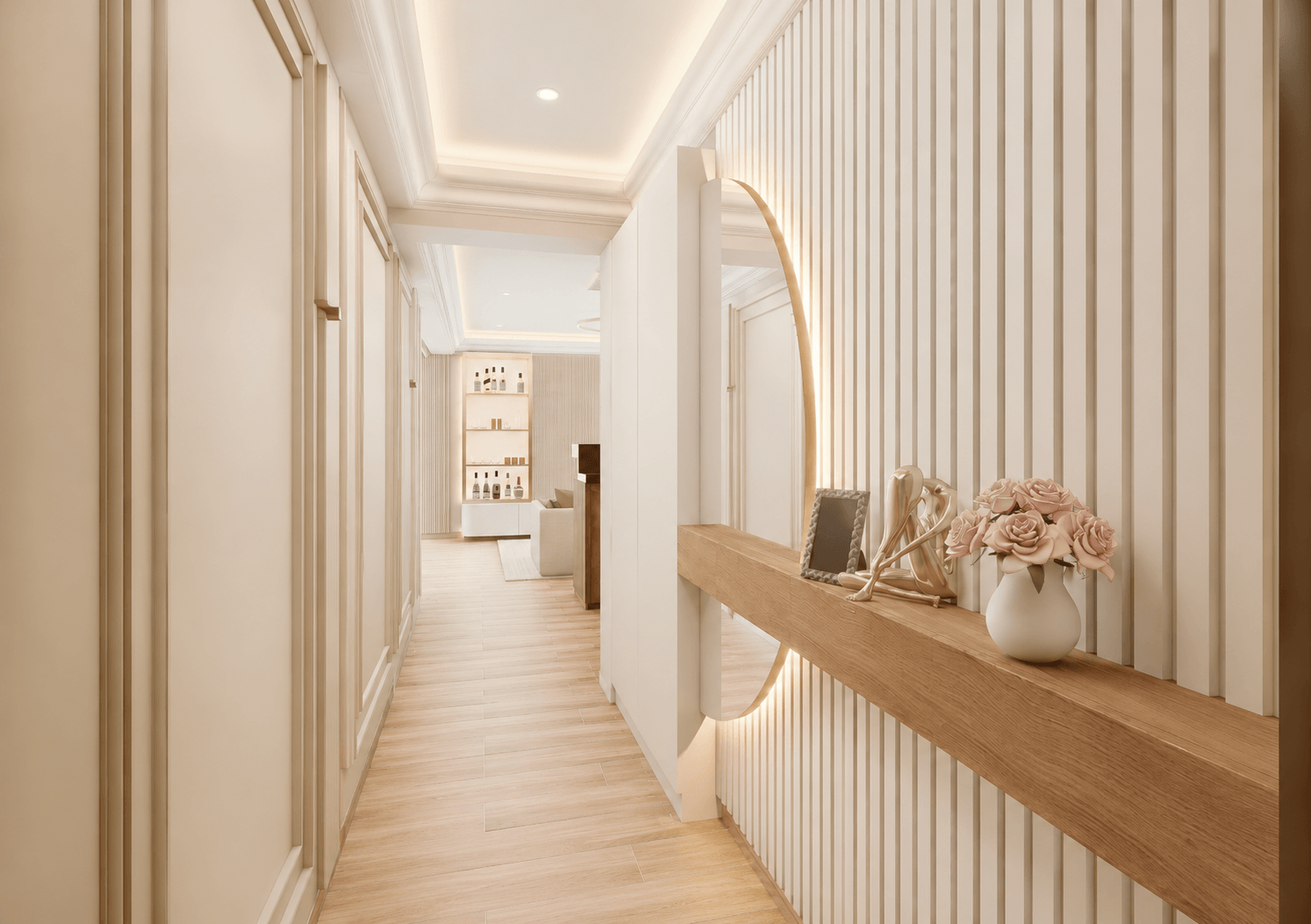 Sala principal con sofá cream